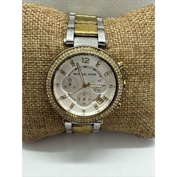 Michael Kors Parker MK5626 Womens Two-Tone Glitz Analog Dial Quartz Watch JNA651 - Picture 1 of 11